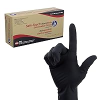 Dynarex Safe-Touch Black Disposable Nitrile Exam Gloves, Powder-Free, Used in Healthcare and Professional Settings, Law Enforcement, Tattoo, Salon or Spa, Small, 1 Box of 100 Gloves