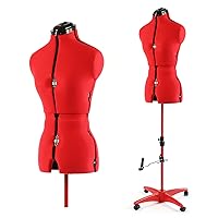 Adjustable Dress Form Mannequin for Sewing Female Size 6-14, Pinnable Body Form with 13 Dials, Detachable Rolling Base, 42.5