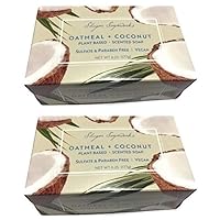 Shugar Soapworks Oatmeal & Coconut Soap 6.25 Oz - Plant Based, Vegan, Natural, Pure, No Dyes, Sulfate & Paraben Free (2 Pack)
