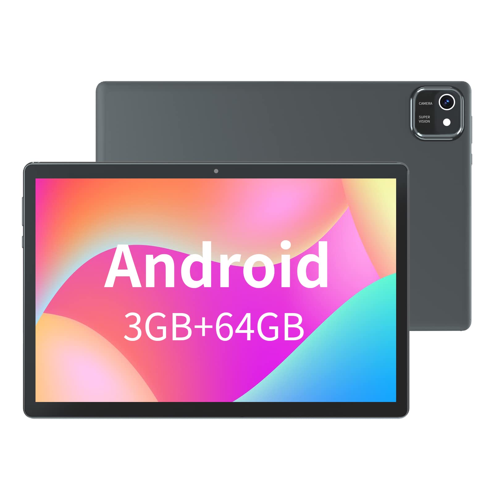 Android 11 Tablet 10inch Phablet, Large Storage 64GB Tablets Dual Stereo Speakers 512GB Expand, Octa-core Processor 3GB RAM 6000mAh Big Battery 10.1'' IPS HD Screen Google Tableta Tab(Black)