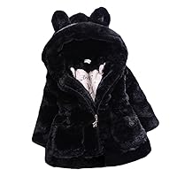 Baby Girls Kids Hooded Rabbit Coat Faux Fur Warm Jackets Outwear Winter Clothes for 1-4 Years Old