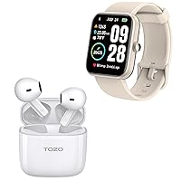 TOZO A3 2023 Upgraded Wireless Earbuds White S2 44mm Smart Watch Champagne