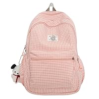 Cute Backpack for Women Kawaii Y2K Plaid Checkerboard Harajuku Hiking Travel Aesthetic Rusksack Daypack (pink)