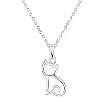 Dew Sterling Silver Kitten Necklace - 18