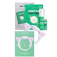 I Dew Care Skincare Set - Tea Tree-O Starter Kit + Face Wash Headband - White Cat, 1 Count Bundle