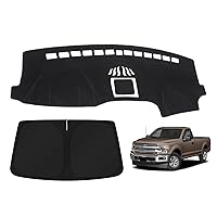 KUST Windshield Sun Shade with Dashboard Cover Mat for Ford F-150 2015-2020 Blocks UV Rays Keep Your Car Cooler Custom Fit Sunshade Windshield Glare