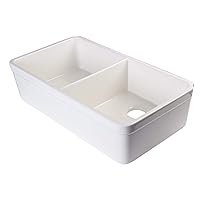 ALFI brand AB512 32-Inch Biscuit Double Bowl Fireclay Farmhouse Kitchen Sink with 1 3/4-Inch Lip