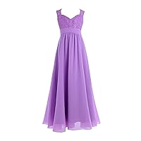 CHICTRY Youth Big Girls Junior Chiffon Lace Wedding Party Bridesmaid Ball Gown Maxi Long Flower Dress