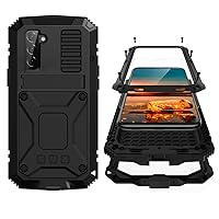 Samsung S22 Metal Bumper Silicone Case with Stand Hybrid Military Shockproof Heavy Duty Rugged case Built-in Screen Protector Cover for Samsung S22 (S22, Black)