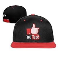 Kid's YouTube Logo Plain Adjustable Snapback Hats Caps Red