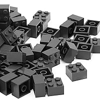 Classic Building Bricks, 160 Piece 2x2 Building Blocks STEM Creative Building Toys, 100% Compatible with All Major Brands, Building Bricks Play Set for Kids (Dark Grey)