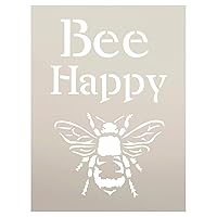 Bee Happy Stencil by StudioR12 | Fun Spring Garden Word Art - Reusable Mylar Template | Painting, Chalk, Mixed Media | Use for Crafting, DIY Home Decor - STCL1171_1 …Select Size (15