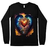Heart Long Sleeve T-Shirt - Love Print T-Shirt - Cute Art Long Sleeve Tee Shirt