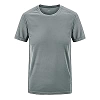 Mens Big and Tall Short Sleeve Basic Tee Shirts Summer Breathable Crewneck Solid Tops Stretch Dry Fit Active Running Shirts