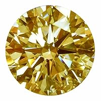 Loose Moissanite Stone (Round Cut, 2.94 Ct, 9.57 Mm, VVS1, Fancy Golden Yellow Color)