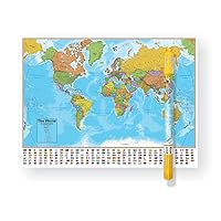 Waypoint Geographic Blue Ocean Series World Wall Map, Laminated World Map Poster, Educational Wall Art For Home, Classroom, or Office, Unique Gifts, 51” x 38”