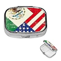 Pill Case Rectangle Pill Box 3 Compartment Pill Organizer Mexican American Flag Small Pill Case Waterproof Medicine Organizer Box for Travel Pill Containers Vitamin Organizer for Medication Planner