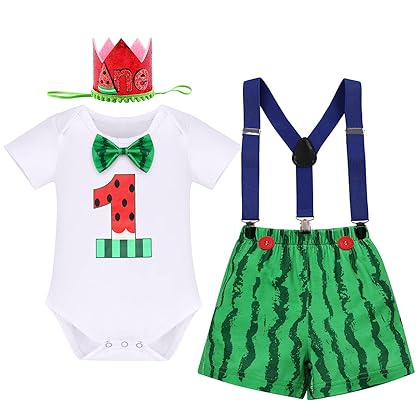 IBTOM CASTLE Circus Carnival Theme 1st Birthday Cake Smash Outfit for Baby Boy Suspenders Bowtie Hat Photo Props Costume
