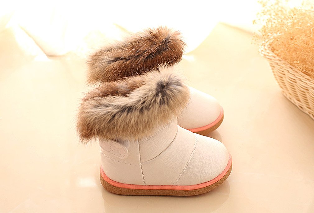 KVbabby Girl's Snow Boots Toddler Boots Kids Warm Winter Boots Fur Lined Waterproof Boots PU Leather Non-Slip