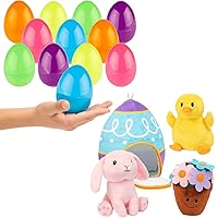 PREXTEX Easter Egg Stuffed Animals Plushie with Toy Accessories 3.5” Unfilled Easter Eggs, 12 pcs