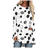 FYUAHI Women's Autumn and Winter Casual Round Neck T-Shirt Printed Long Sleeve Pullover Top