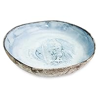 roro Modern Handmade Ceramic Centerpiece Bowl, 12 Inch Rustic Antique with Reactive Blue Inside