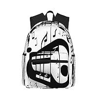 Black and White Music Note Trendy Casual Backpack - Stylish Bookbag And Travel,Mini Backpack,Bookbag For Men