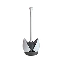 Clorox Toilet Plunger with Hideaway Storage Caddy, 6.5” x 6.5” x 19.5”, White/Gray