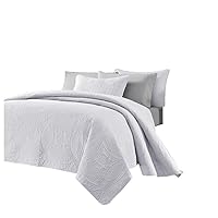 Chezmoi Collection Austin 3-Piece Oversized Bedspread Coverlet Set (Queen, White)