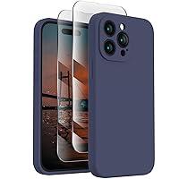 FireNova Designed for iPhone 15 Pro Max Case, Silicone Upgraded [Camera Protection] for iPhone 15 ProMax Case with [2 Screen Protectors], Anti-Scratch Microfiber Lining, 6.7 inch, Navy Blue