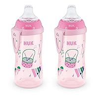 NUK Active Spill Proof Sippy Cup, 10 oz, 2 Pack, 8+ Months, Pink – BPA Free, Spill Proof Sippy Cup