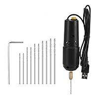 ERYUE Drill Set Resin Electric Mini Drill with 10pcs Drills Bits for Jewelry DIY Aluminum Products Wood Key Chain Making Resin Casting Molds Black
