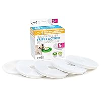 Catit Triple Action Replacement Original Water Fountain Filters, 5 Pack – Official Replacement Filters for Catit Cat Drinking Water Fountains