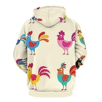 Adult Hoodie Cute Rooster Chicken Sweatshirts Hoody With Pocket For Men Women