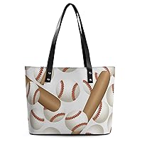 Womens Handbag Baseball Sport Pattern Leather Tote Bag Top Handle Satchel Bags For Lady