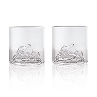 Shot Glasses with Mountain shape bottom Set of 2,Small Whiskey Glass,Japanese Teacups,Premium Quality Crystal Sake Sets,Ideal for Home,party,Bar Bourbon Gifts for Men