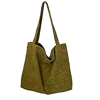 Pleated Wave Tote Shoulder Bag Fashion Tote Bag,Large Capacity Tassel Tote Bag (L-Green)
