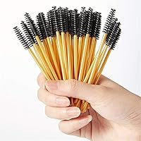 100pcs Disposable Eyelash Mascara Brush Wands Lash Brush for Makeup Applicator Kit (Golden/Black)