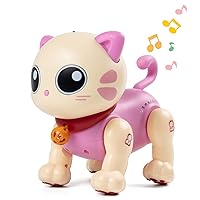 Robot Cat Toys for Kids,1 2 3 4 5 6+ Year Old Girl Birthday Gift Toy, Remote Control Kitty Toddler Toys Age 2-4, Interactive Pet with Program, Dancing, LED Ears and Music for Boys Girls 3-5