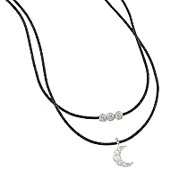 Alex and Ani AA760723SS,Moon and Crystal Adjustable Choker Necklace,Shiny Silver,White, Necklaces