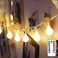 Lighting EVER Globe String Lights Battery Operated, 16.4ft 50 LED Small Ball Fairy Lights with Remote & Timer, Decorative Hanging Lights for Bedroom, Teen Room, Dorm, Teepee, Balcony, Camping Tent
