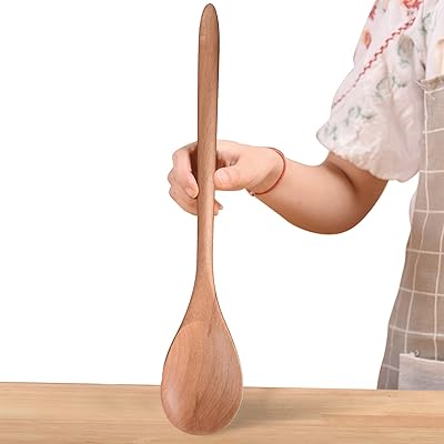 GXONE Large Serving Spoon,Premium Stainless Steel Cooking Spoon with Heat Resistant Wooden Handle,Multipurpose Kitchen Spoon.Durable Kitchen Tools,12.9 inch