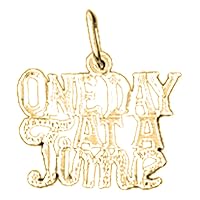 14K Yellow Gold One Day At A Time Saying Pendant