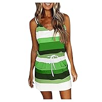 TWGONE Summer Dresses for Women 2024 Sleeveless Sexy Beach V-Neck Fringe Printed Strapless Sun Dress