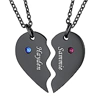 Personalized Matching BFF Necklace for 2/3/4/5/6 Puzzle Name Heart Pendant Stainless Steel Couple Necklace Set Customized Necklaces for Teen Girls