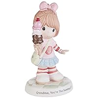 Precious Moments 193016 Grandma You're The Sweetest Girl with Ice Cream Cone Bisque Porcelain Figurine, One Size, Multicolor