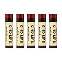 Kind Lips Lip Balm - Nourishing & Moisturizing Lip Care for Dry Lips Made from Shea Butter, Beeswax with Vitamin E | Vanilla Lemon Flavor | 0.15 Ounce (Pack of 5)