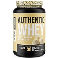 Jacked Factory Authentic Whey Muscle Building Whey Protein Powder - Low Carb, Non-GMO, No Fillers, Mixes Perfectly - Vanilla Flavor