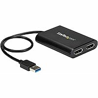 StarTech.com USB 3.0 to Dual DisplayPort Adapter 4K 60Hz, DisplayLink Certified, Video Converter with External Graphics Card - Mac & PC (USB32DP24K60), Black