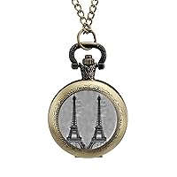 The Eiffel Tower at Night Pocket Watch with Chain Vintage Pocket Watches Pendant Necklace Birthday Xmas